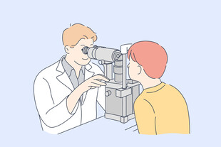医生为患者进行眼部检查