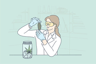 女科学家专注做植物实验