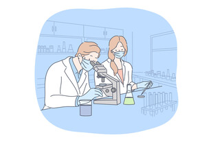 科学家在实验室专注实验