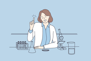 女科学家专注做实验