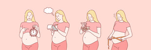 女性孕期不同阶段形象展示