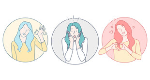 可爱女孩手势插画