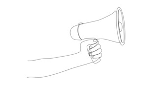 手举扩音器的线条画