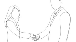 男女握手示意场景