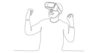 男子体验VR设备