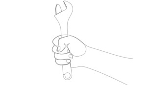 手握扳手的手部轮廓图