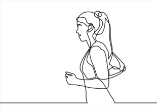 线条勾勒的跑步女性形象
