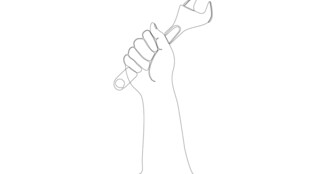 手握扳手的手部轮廓图