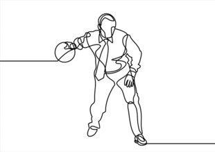男子持壶动态线描图