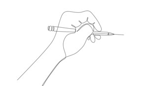 手绘握笔姿势线条图