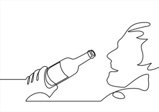 线条勾勒的饮酒瞬间