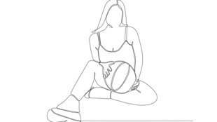 坐姿女性线条轮廓图