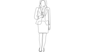 女性时尚职业装线条图