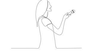线条勾勒的女性持物姿态