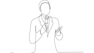 演讲者手势示意线条插画