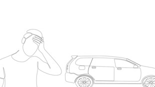 男子苦恼面对故障汽车