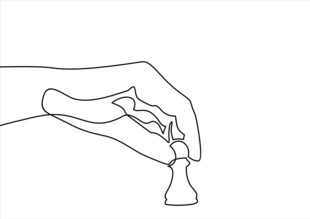 手捏棋子线条画
