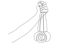 手拎重物线条简笔画