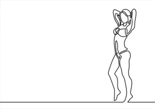 女性伸展体态线条示意