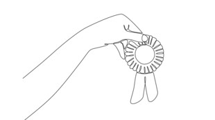 手持奖章线条插画