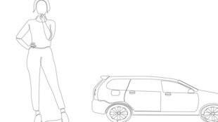 女性与SUV汽车轮廓图