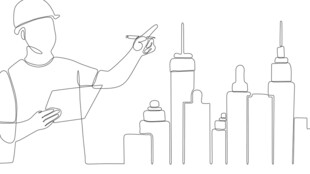 建筑师构想城市建筑图景