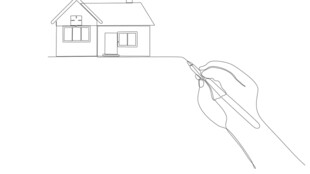 手绘房屋轮廓