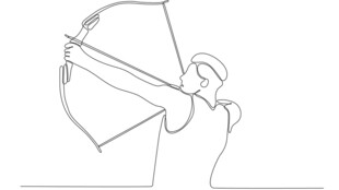 拉弓射箭人物线条画