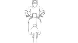 骑电动车人物线描图