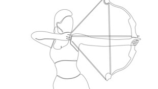 女子拉弓射箭姿态图