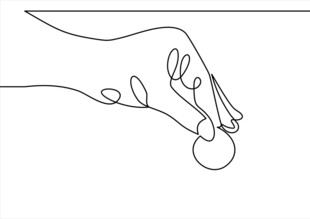 手与球的极简线条描绘