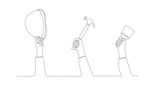手部工具线条插画