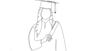 毕业女生线描形象
