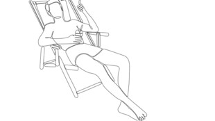 女子坐躺椅姿态线描图
