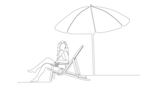 沙滩躺椅下的悠闲时光
