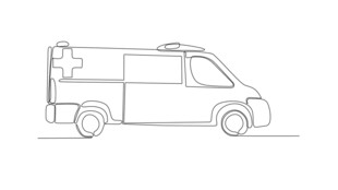 线条勾勒的简约救护车