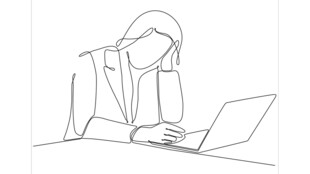 疲惫办公女性专注电脑前