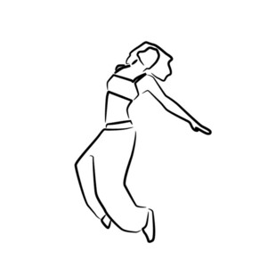跳跃的女性线条插画