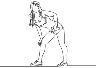 女性健身姿势线条勾勒图