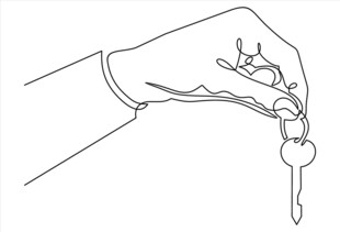 手持钥匙的手部动作描绘