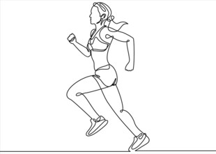 女性跑步动态线条图