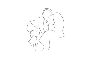 简约线条勾勒的浪漫情侣