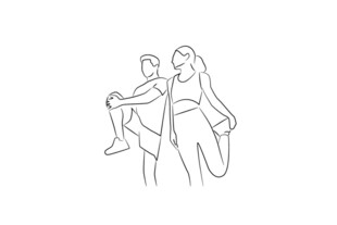 情侣甜蜜互动简笔画