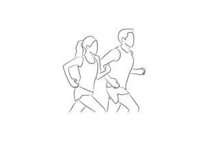 两人跑步简笔画