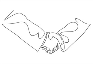 手牵手线条画