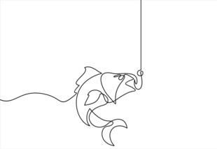 鱼上钩瞬间简笔画