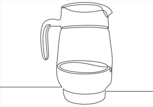 简约玻璃水壶线条图