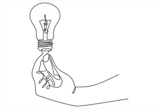 手托灯泡创意简笔画