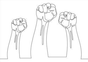 三只握拳手臂线条图