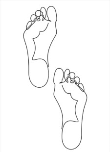 简约线条勾勒的双脚轮廓